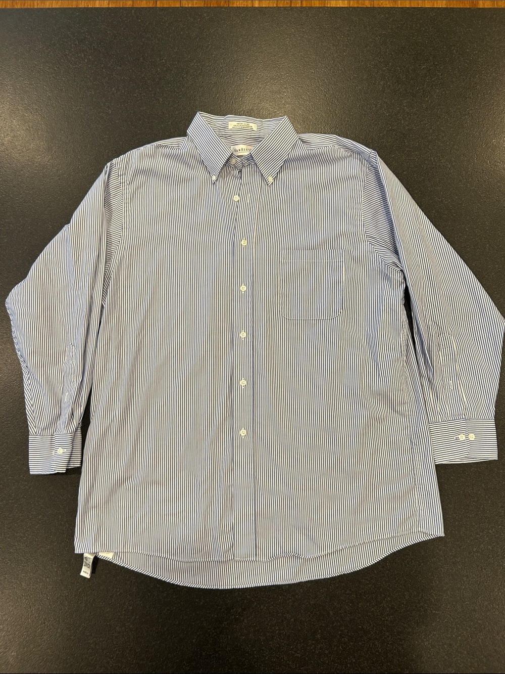 Van Heusen Men's Blue Striped Button-Down Dress Shirt - Classic Fit 32/33 XLarge